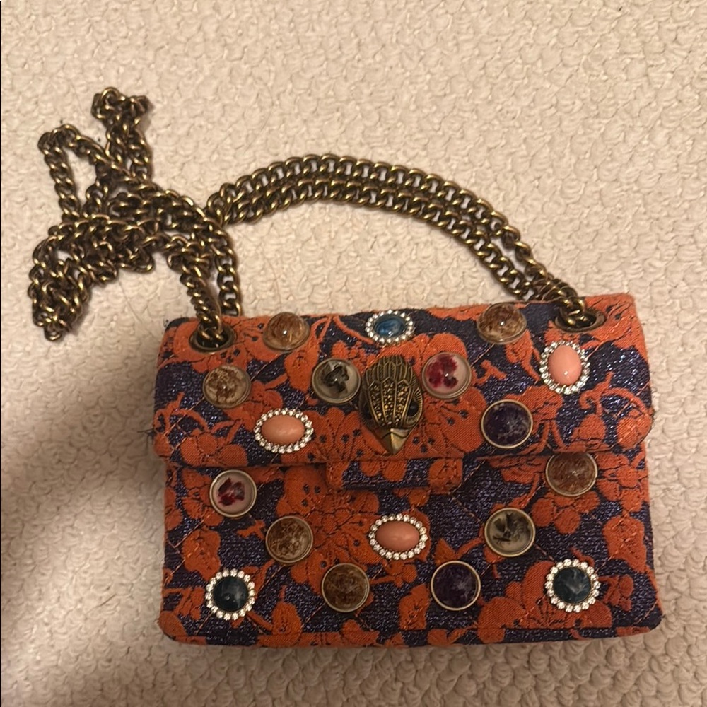 Kurt Geiger Orange and Blue Mini Bag with Artistic Design